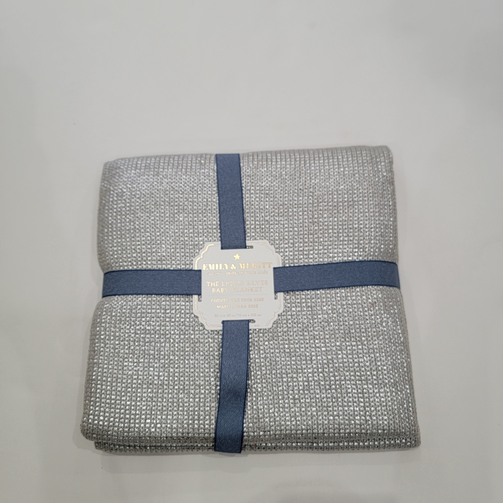 🆕️Pottery Barn Kids Silver Baby Blanket by Emily & Meritt
